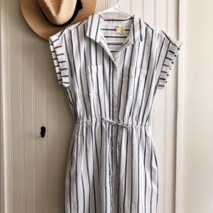 Japna white and blue stripe shirtdress